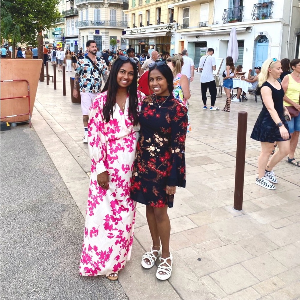 Cream/Pink/White floral maxi silk dress